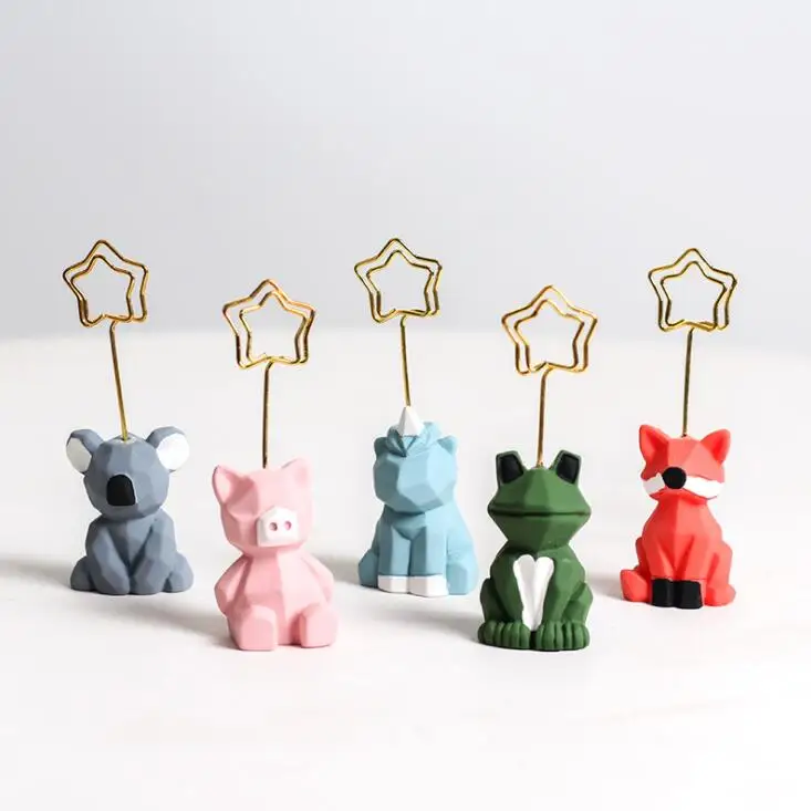 SKYSONIC Resin Animal Koala Frog Note Paper Card Clip Holder Desk Wedding Party Photo Stand Decorative Clip Holder Stationery