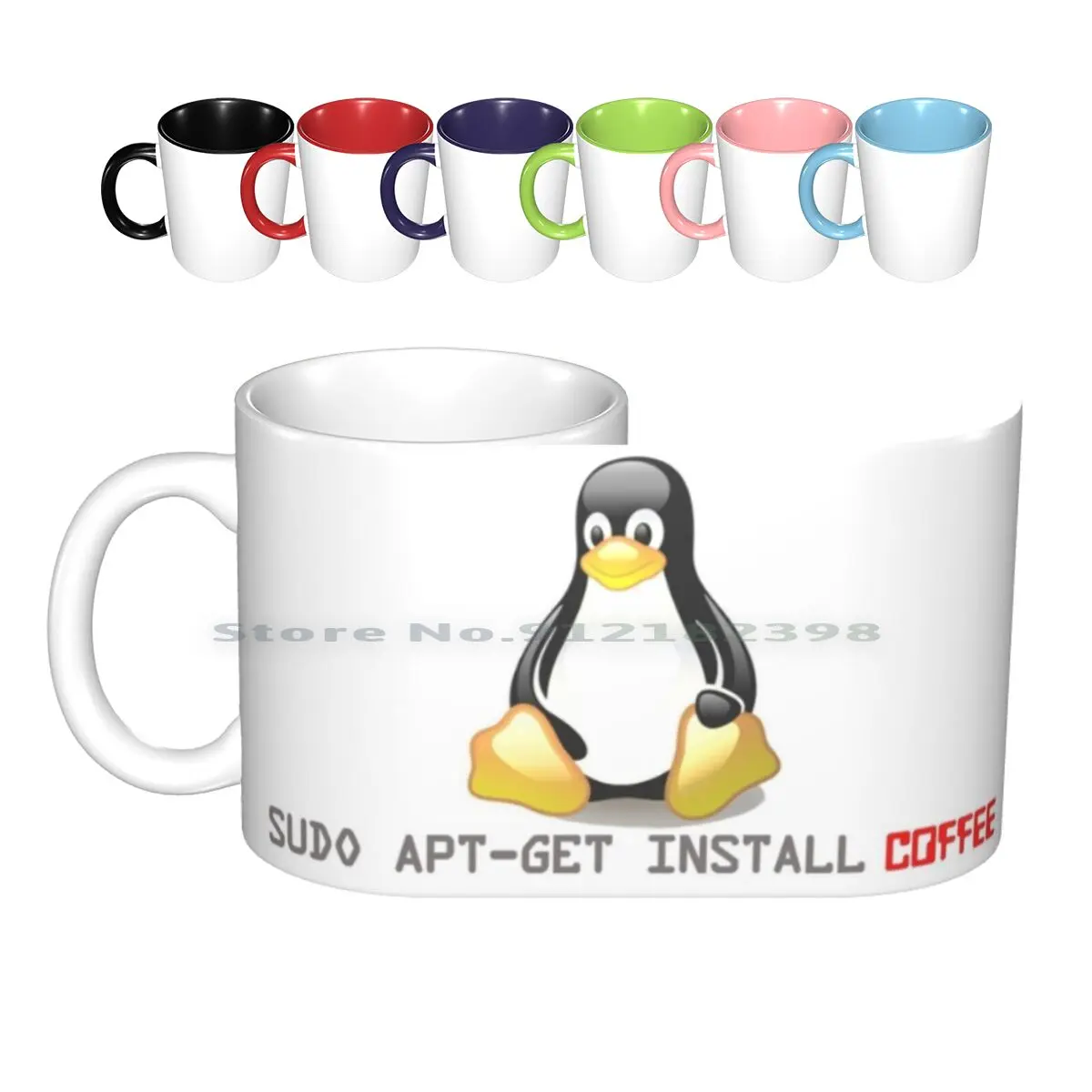 Linux - Get Install Coffee Ceramic Mugs Coffee Cups Milk Tea Mug Linux Unix Ubuntu Bsd Freebsd Tux Code Programming Programmer