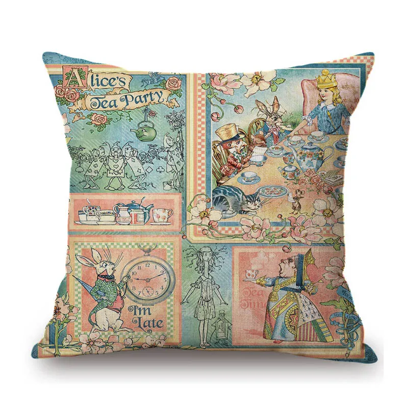 Elegant Noble Princess European Royal Court Floral Novel Illustration Sketch Sofa Pillow Case Cotton Linen Chair Cushion Cover