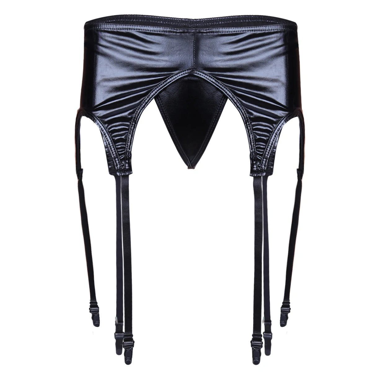 

Women Wetlook Patent Leather Garter Belt Underwear Elastic Panty Stocking Holder Suspender Sexy Waist Belt Garter Fastener Strap