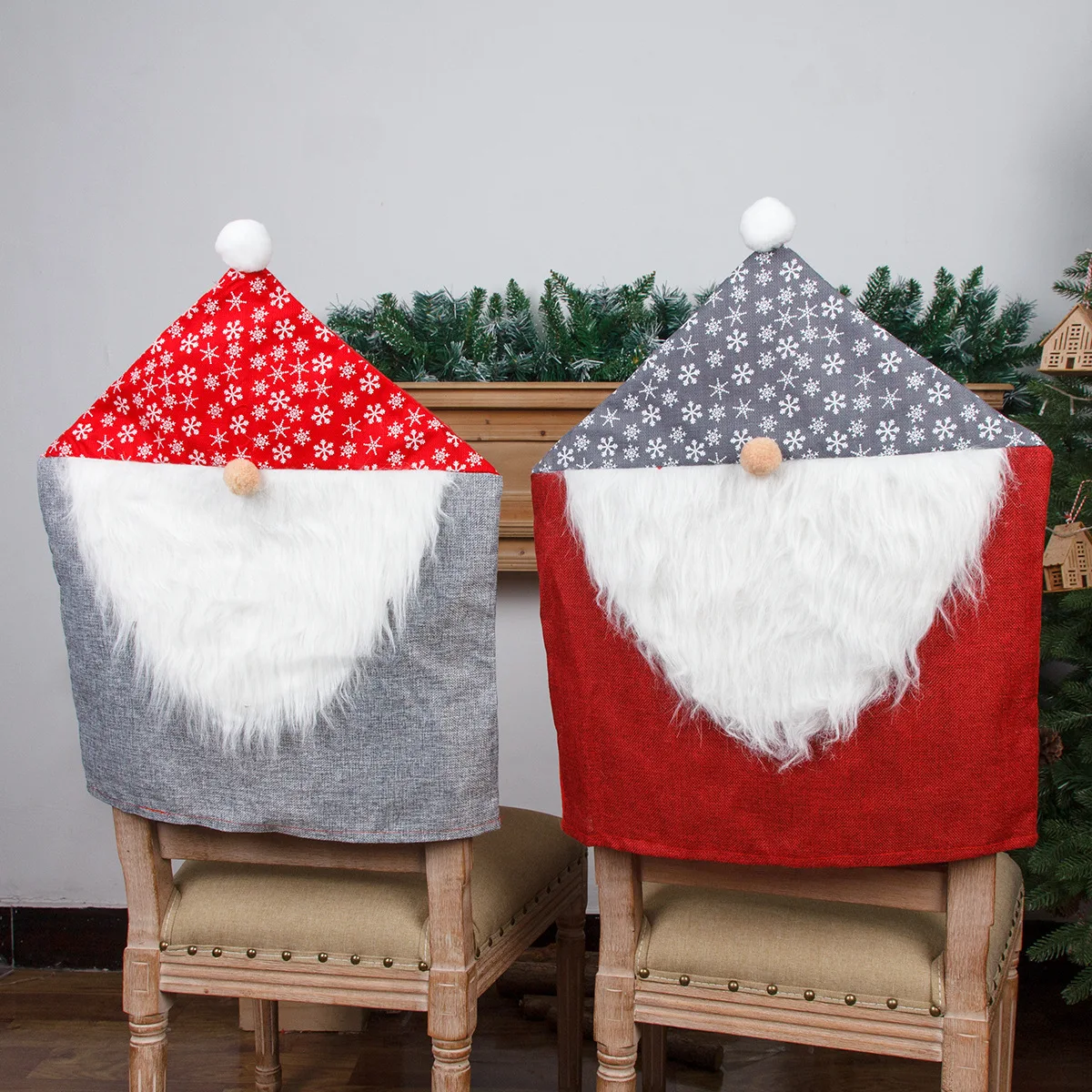 Christmas Ornaments Forest Man Faceless Old Man Linen Chair Cover Stool Cover Cushion Chair Decoration Chair Cover