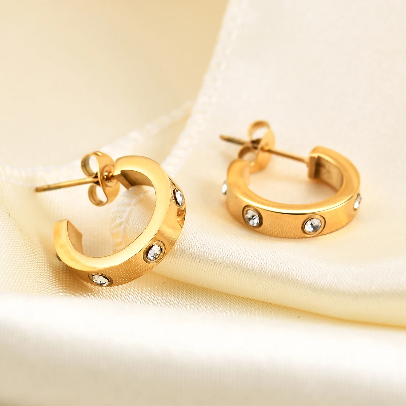 Luxury Crystal Stud Earring For Women Girl Stainless Steel C-Shaped Crystal Earrings High Quality Femme Party Jewelry Accessorie