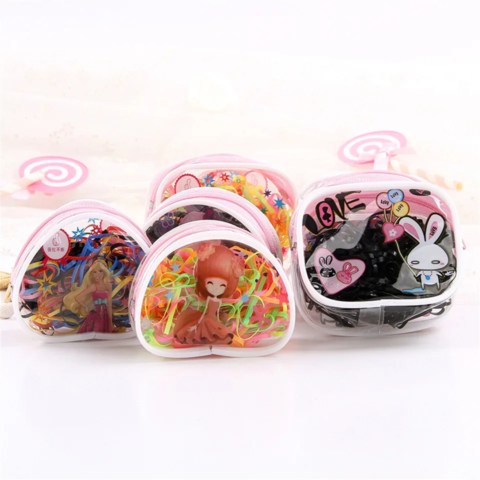 Disposable Children Hair Bands Girls Cute Canned High Elastic Colorful Rubber Ropes Kid Fashion Ponytail Holder Hair Accessories