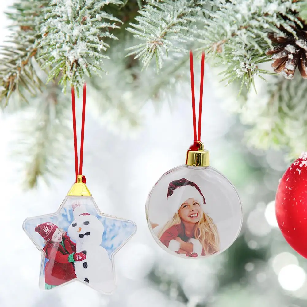 Christmas Transparent Plastic Photo Five-star Ball Christmas Decorations Christmas Tree Hanging Decor For Home Diy Party Kids Gi