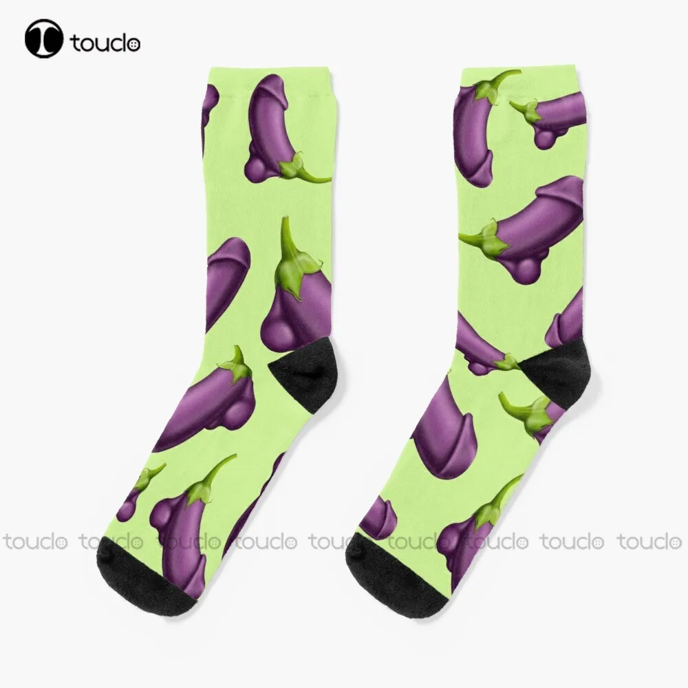 Eggplant Man, Mens, Boy, Guy, Gay, Lgbt Socks Cycling Socks Personalized Custom Unisex Adult Teen Youth Socks 360° Digital Print