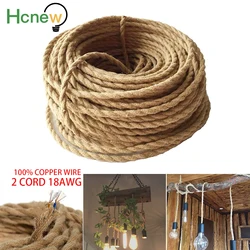 2 Cord 0.75mm Vintage Rope Twisted Electrical Wire Hemp Woven Textile Cable Braided Retro Pendant Light Salt Lamp Power Cord