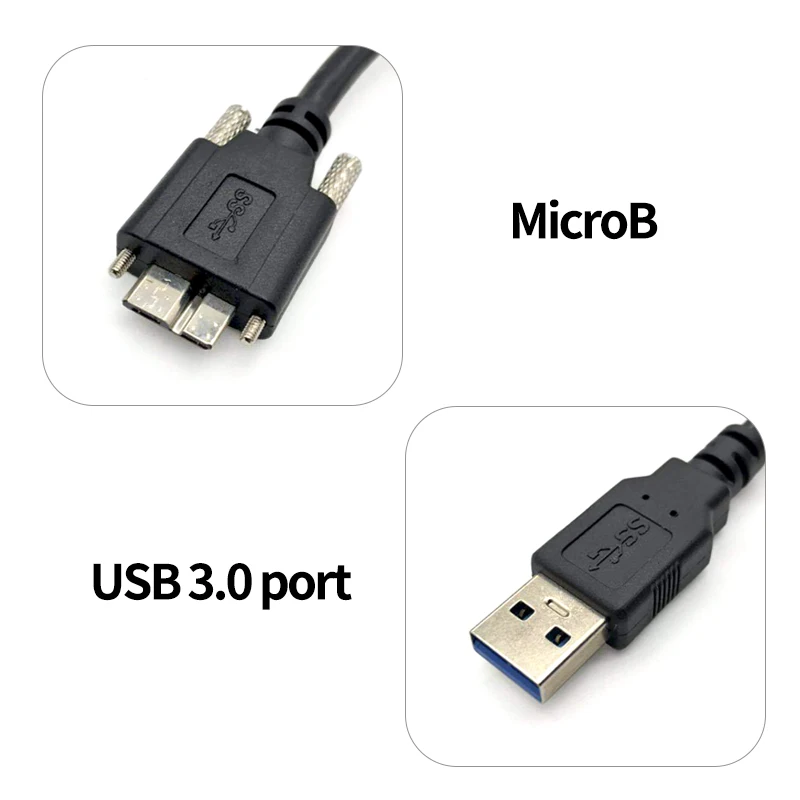 Industrial Camera Wire 3.0AM to MicroB USB 3.0 Cable High Quality Male to Male With Locking Screws 0.6m 1m 1.5m 3m 5m Wire