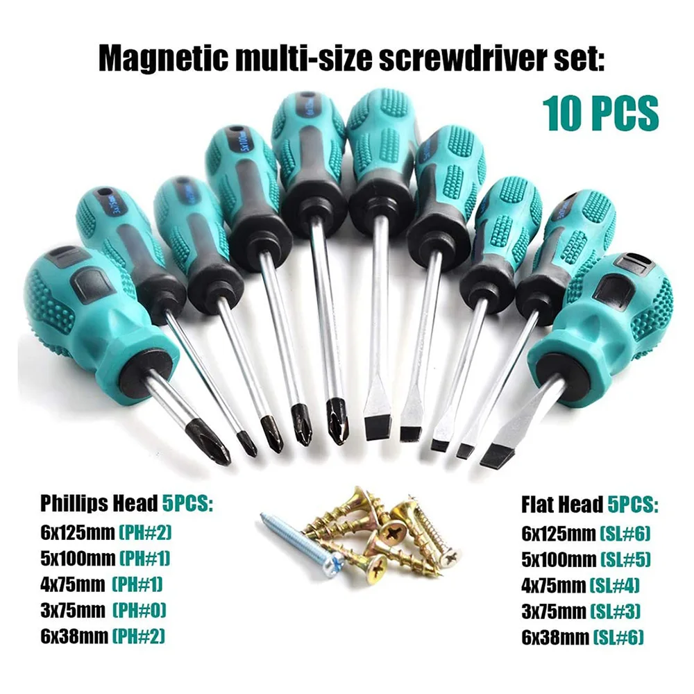 Magnetic Precision Screwdriver Tool Set with Phillips and Flat Head Magnetic Tips Non-Slip Handle for Home Repair,Improvement