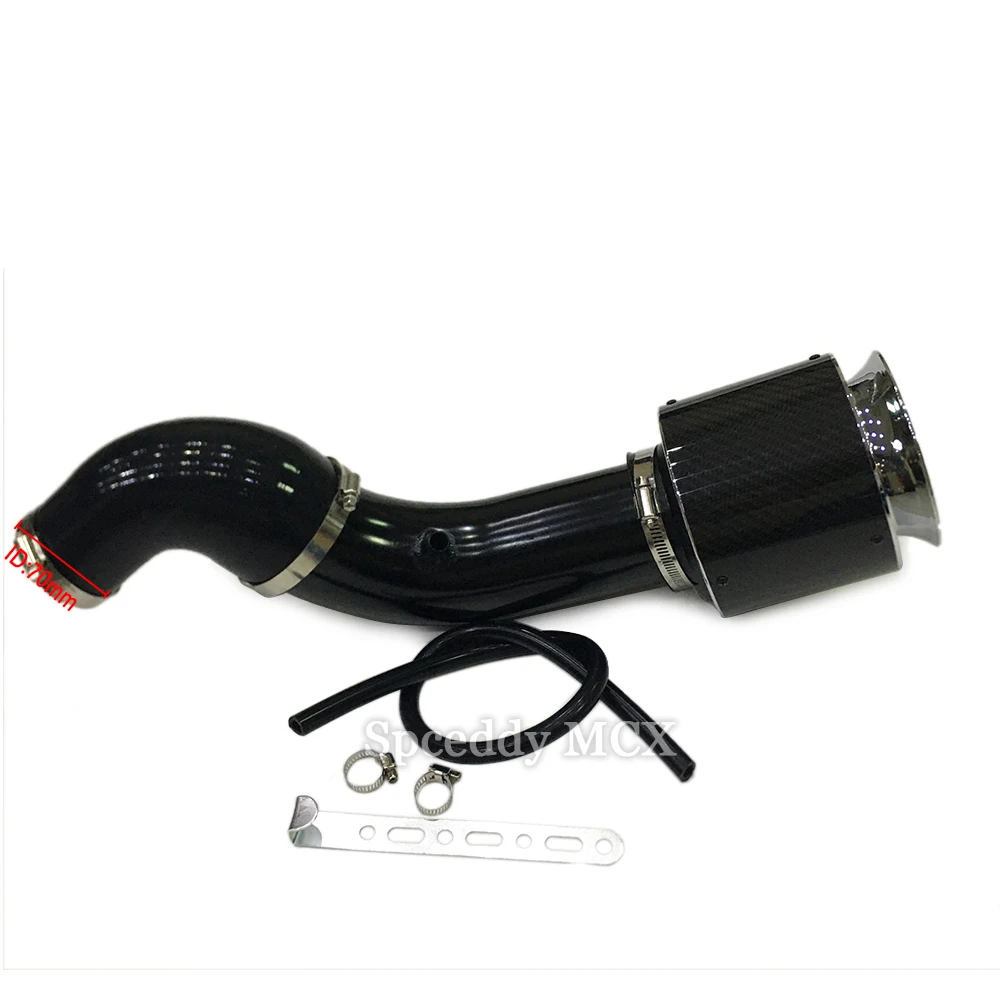 ID 51/57/63/76/80/89mm Car Sport Cold Air Intake Stystem High Flow Carbon Air Filter Kit With Air Intake Pipe Universal