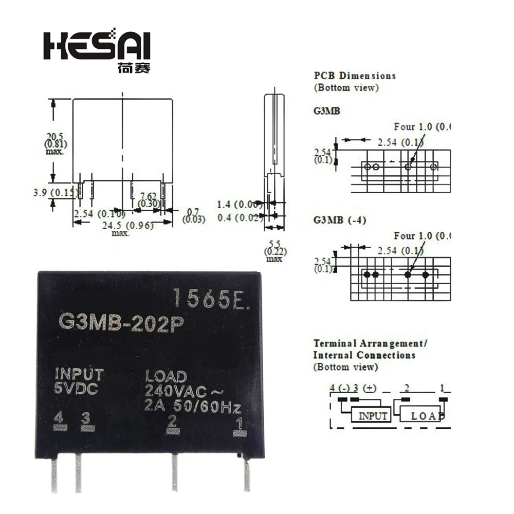 Smart Electronics New Original Solid State Relay G3MB-202P DC-AC PCB SSR In 5VDC,Out 240V 2A
