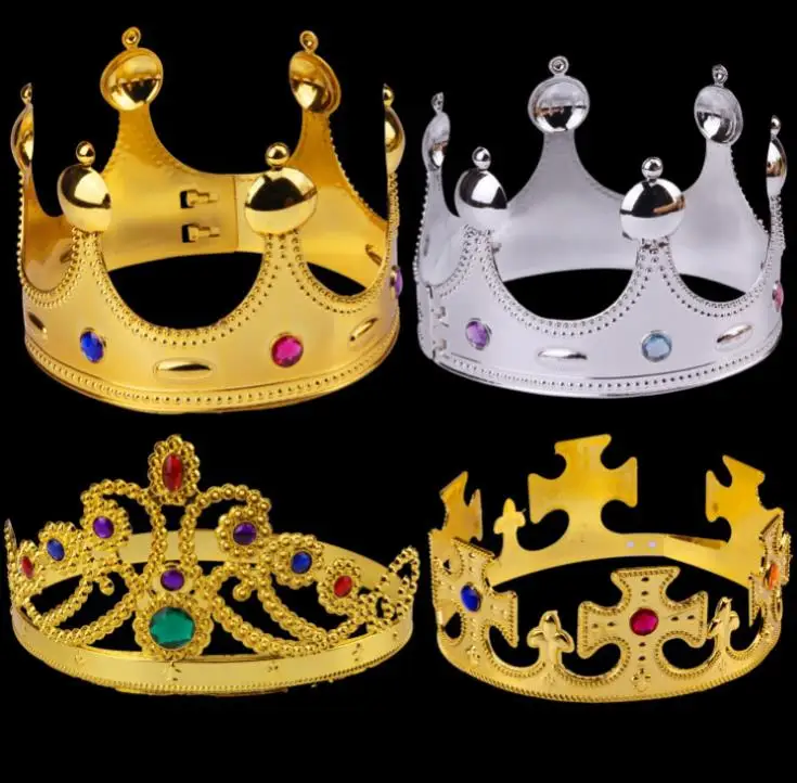 COSPLAY King Queen Crown Party Hats Tire Prince Princess Crowns Birthday Party Hat Gold Silver 2 Colors With OPP Bags SN4039