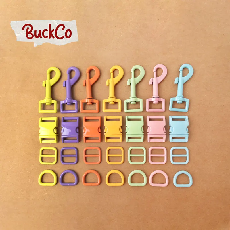 1set(metal buckle+adjust buckle+D ring+metal dog clasp)20&25mm DIY collar bags zinc alloy metal crafts stoving varnish 7 colours