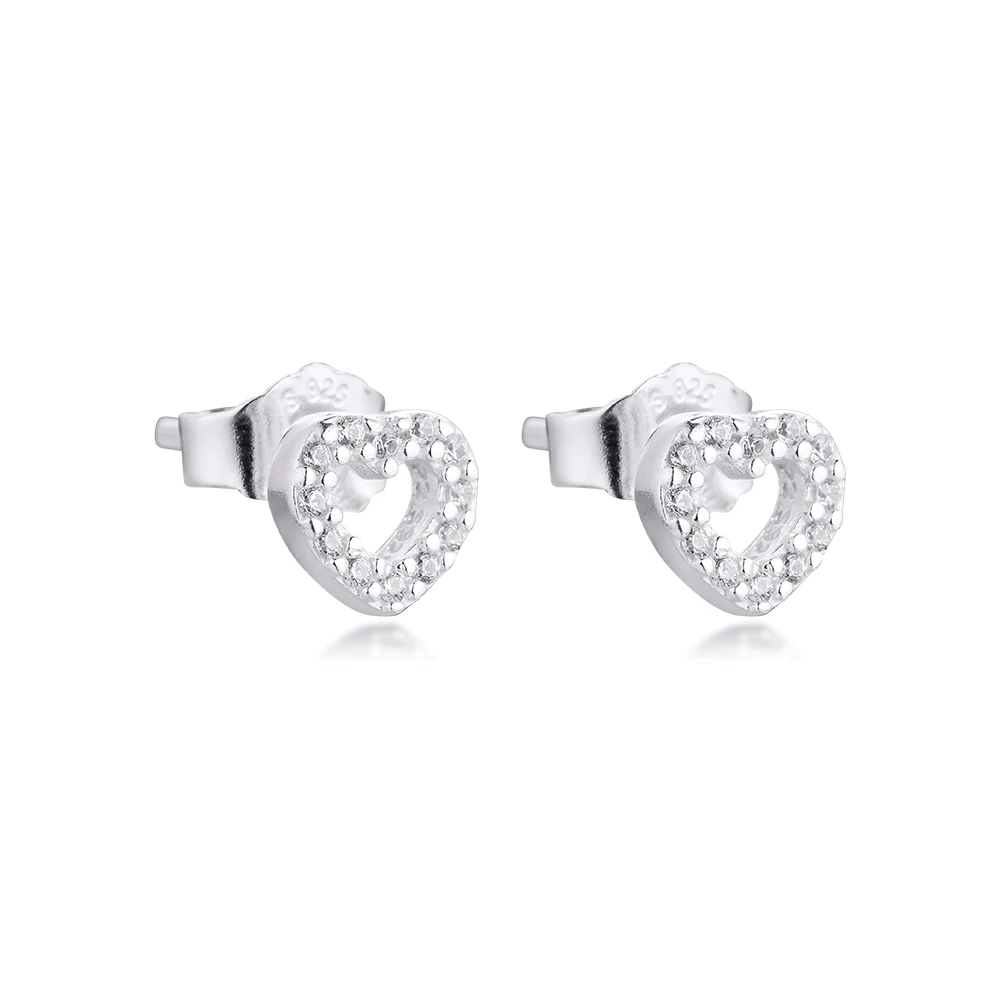 Sparking Heart Stud Earrings 2021 Christmas Gift Sterling Silver Jewelry Earrings For Woman Party Jewelry Making