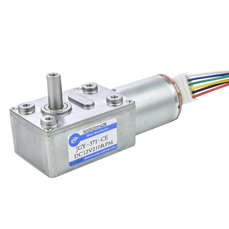 371 Miniature Worm Gear DC Gear Motor Low Speed Small Motor 6V 12V 24V Encoder with Speed Measurement 6-210rpm DC Electric Motor