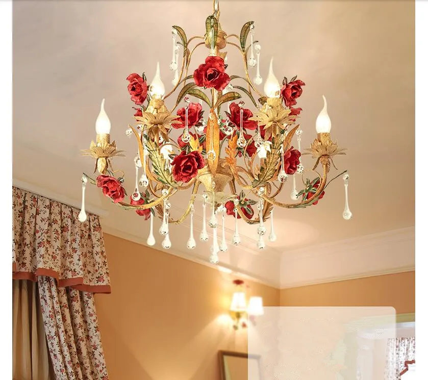 Art Deco Floral Chandelier lamp Lustre 3arms/6arms/8arms Mixed Color Pink Decora Rose Flower Light Fixture E14 Home Decoration