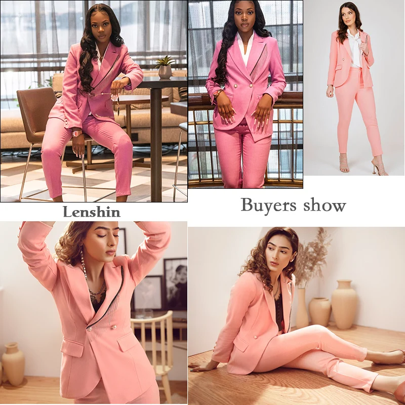 Lenshin Candy Color Two-Piece Evening Suit Set for Women, Office Lady, Work Wear, Business Pant Suits, High Quality, Autumn