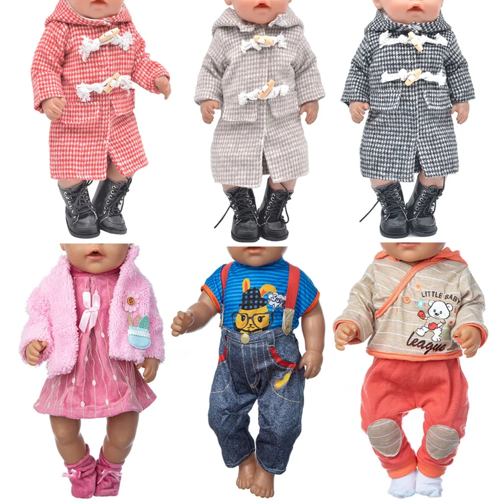 

Clothes for doll fit 43cm baby new born doll accessories Woolen coat, cotton jacket Girl's gift