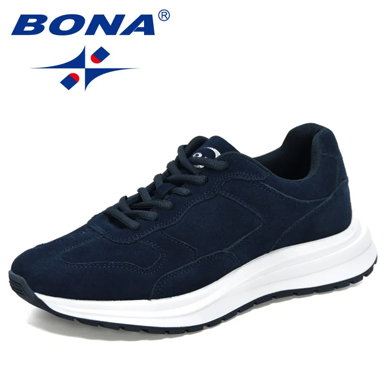 BONA 2021 New Designers Suede Running Shoes Men Casaul Sneakers Light Breathable Man Vulcanized Shoes Jogging Walking  Footwear