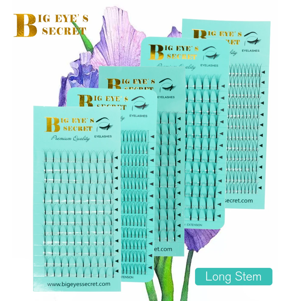 Big eye\'s secret Long Stem Premade Fans Faux Mink Russian Volume Eyelashes Makeup Pre Made Volume Fans Eyelashes Extension