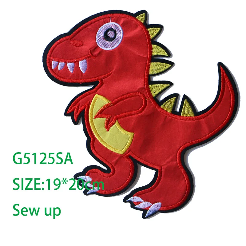 Cute Small Animal  3D Red Dinosaur Patch for Clothing Sticker for Children Boy Girl DIY Patches  T-shirt Heat Transfer Badges