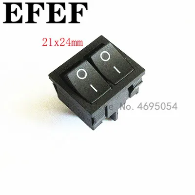 KCD2 21x24mm 21*24mm Black Rocker Switches Two-Way Switch 4 Pin 2 Position 6A/12A 250VAC ON-OFF