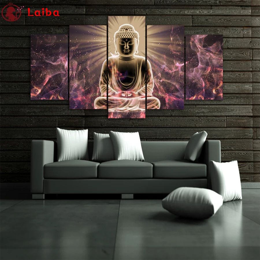 

DIY Diamond Painting of Abstract Art, Religious Buddha Statue, Diamond Embroidery, 5D Mosaic Diamond, Decoration, 5PCs