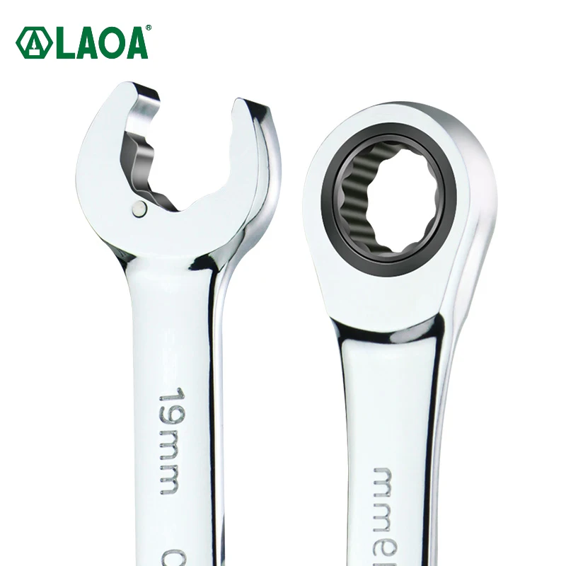 LAOA Two-end Ratchet Wrench 8-19mm, Combination Torx Wrench Auto Car Repair Vehicle Maintenance and Repair Hand Tool