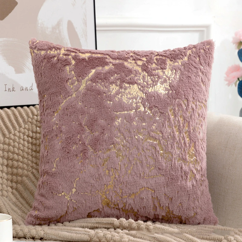 Fur Cushion Cover Decorative Super Soft Golden Plush Pillow Cover for Sofa Home Pillow Case White Gray Fur Cushion Cover