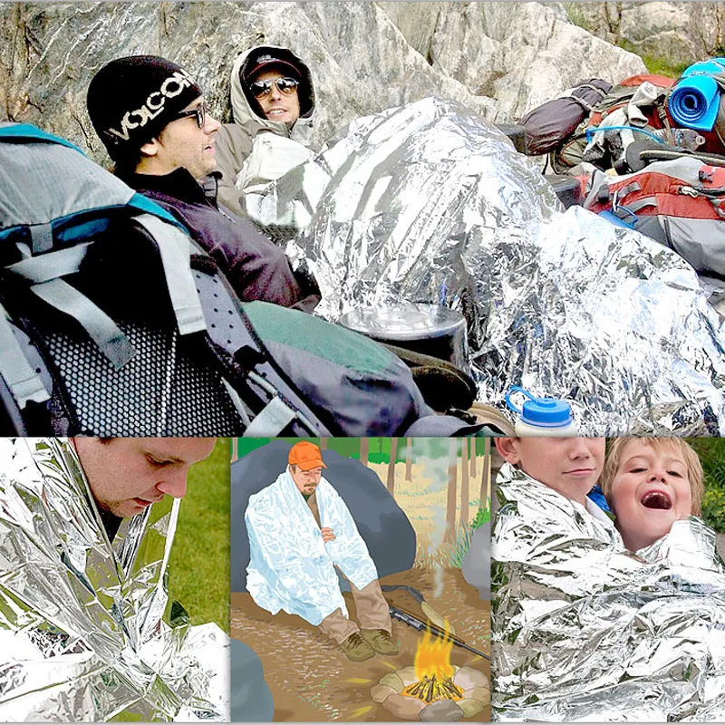 Adults Portable Folding Outdoor Safety Survival Retain Body Heat Emergency Space Rescue Thermal Mylar Gold Blankets 160*210cm