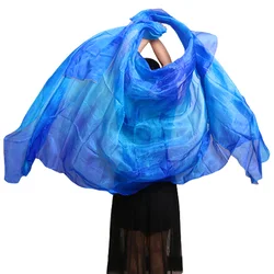 100% Real Chinese Silk Veil Customized Handmade Dyed Silk Veil Shawl Women Scarf Costume Accessory Belly Dance Pure Natural Veil