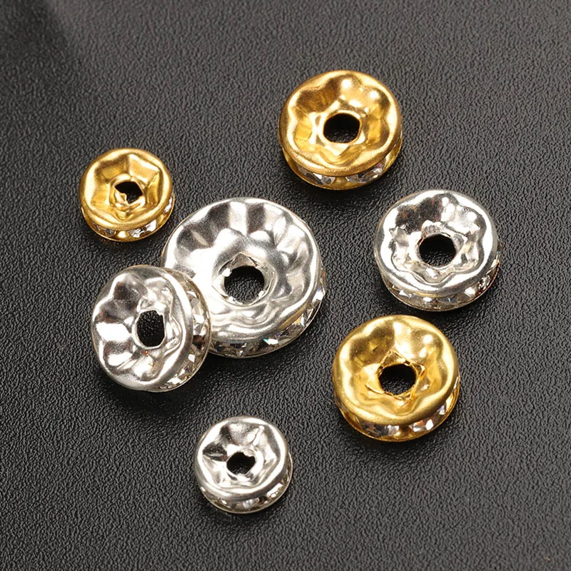 

100pcs 6/8/10mm Rhinestone Spacer Beads Women DIY Jewelry Making Bracelet Necklace Earrings Beaded Material Accessories