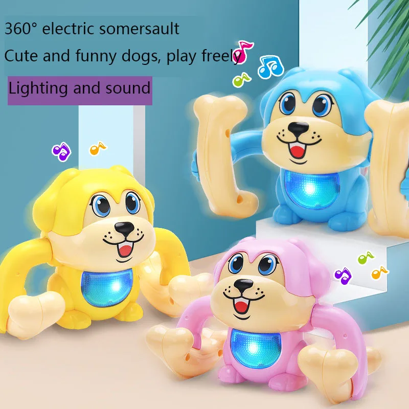 Intelligent Electronic Animal Pets Toys Voice Control Roll Over Animal  with Music Walk Tumbling Crawling Children Baby Gifts