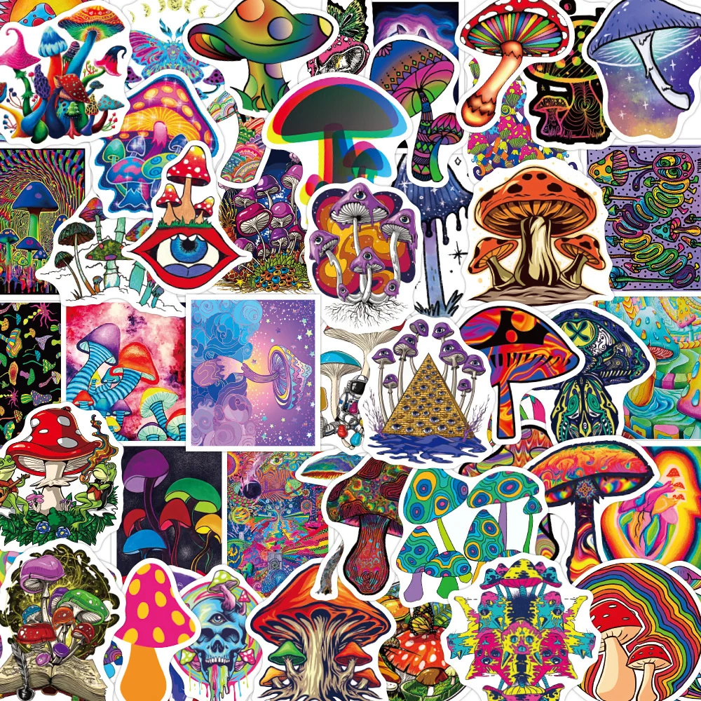 

10/30/50PCS/ Psychedelic Mushroom Sticker Cartoon Sticker Skateboard Cup DIY Suitcase Notebook Guitar Graffiti Sticker Wholesale