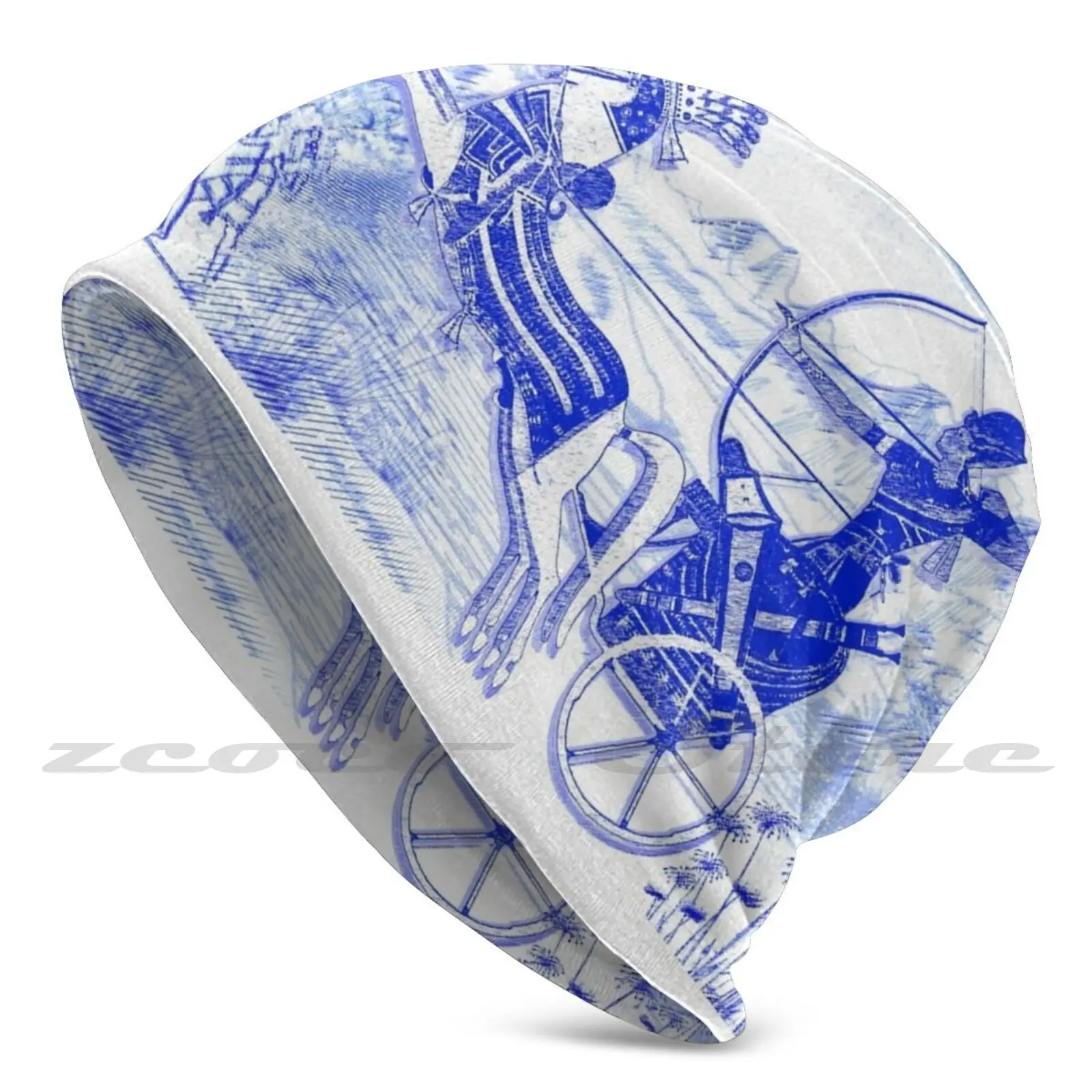 Egyptian Blue And White Ramses ( Spode Inspired ) Knit Hat Elastic Soft Personalized Pattern Present Cap Spode Porcelain Hathor