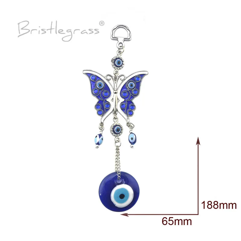 BRISTLEGRASS turecki niebieski Evil Eye Rhinestone motyl ścienny do zawieszenia amulety talizman błogosławieństwo ochrona prezent wystrój