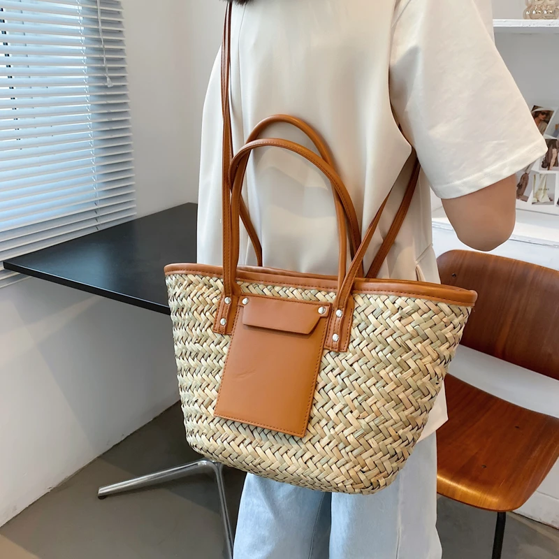 High Quality Women Straw Summer Handbags Fashion Ladies Shoulder Messenger Bags Designer Female Large Capacity Tote Beach Bag