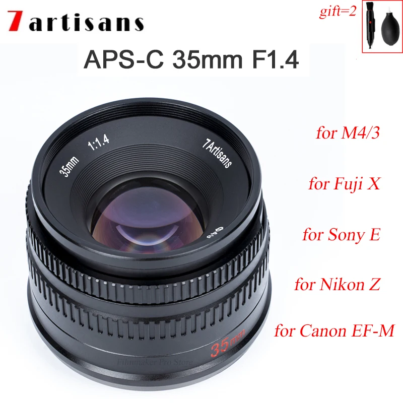 7Artisans-Manual Foco MF Lente da Câmera, 35mm, F1.4, APS-C, Sony E, Fujifilm, Fuji X, Nikon Z, ZFC, Olympus, M4, EF-M, EOS M