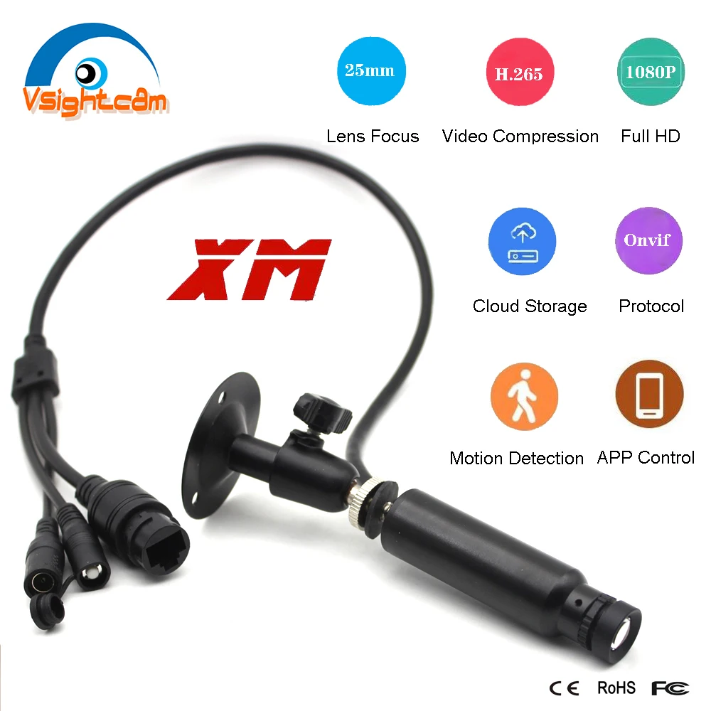 

Mini Bullet Camera H.265X 1080P IMX307 Sensor 25mm Lens Long Distance Viewing IP Camera Surveillance P2P Network Camera