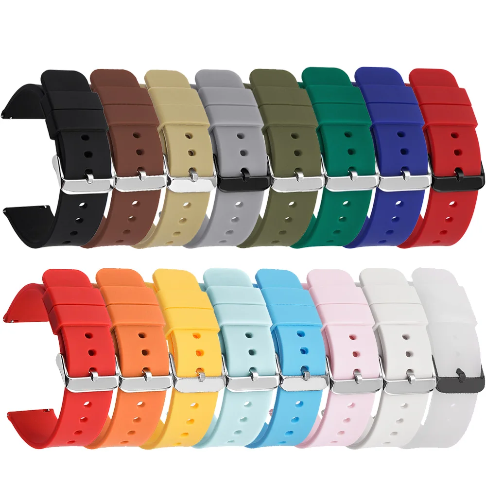 12/14/16/18/20/22/24mm Silicone Strap for Samsung Galaxy Watch 6 5 4 Quick Release Rubber for Huawei GT 2 3 Smart Watch Band