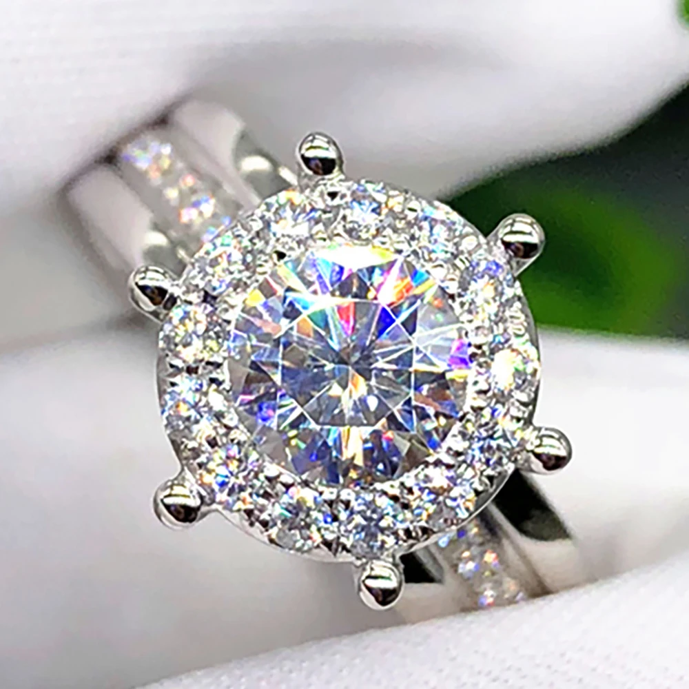 

Custom Solid 18K Au750 White Gold Women Wedding Engagement Ring 1 2 3 4 5 Ct Round Moissanite Diamond Ring Crown 3 Turns