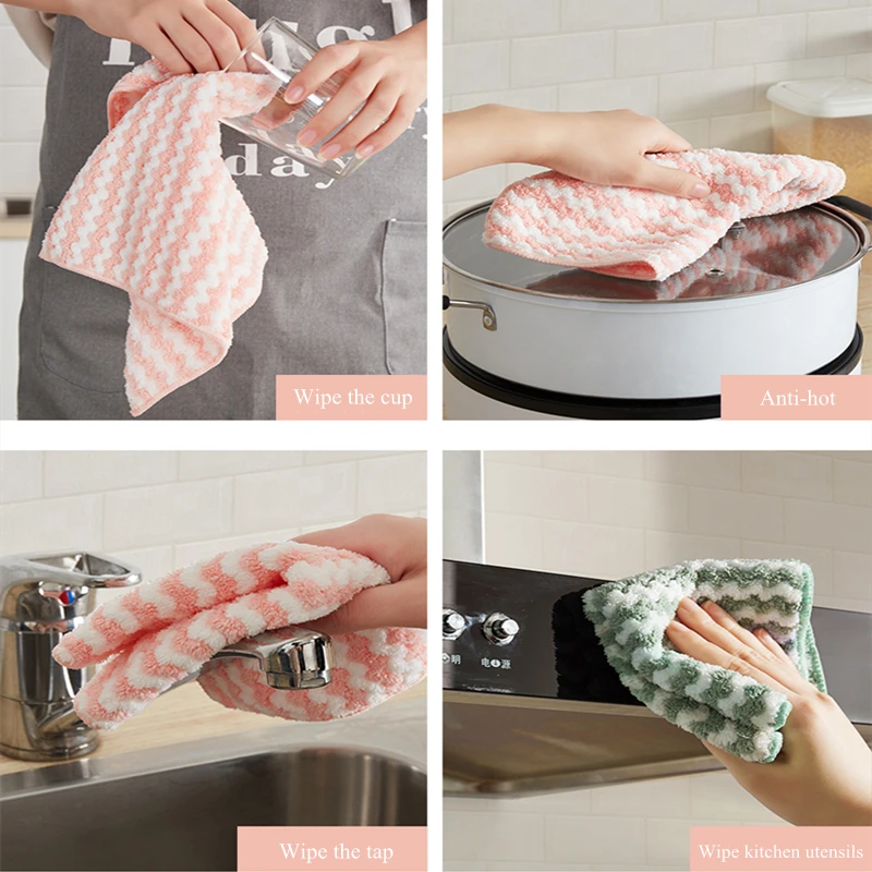 3pcs Kitchen towels anti-grease wiping rags super Absorbent microfiber cleaning cloth Household hand towel for kitchen tea towel