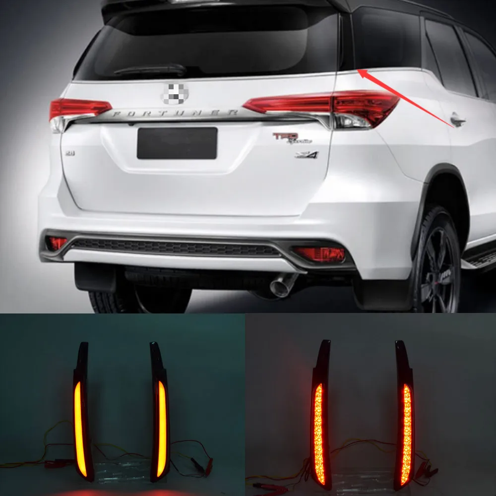 

2PCS LED Rear Pillar Lamp For Toyota Fortuner 2015 2016 2017 2018 Bumper Light Exalted Brake Light Reflector Warning Light