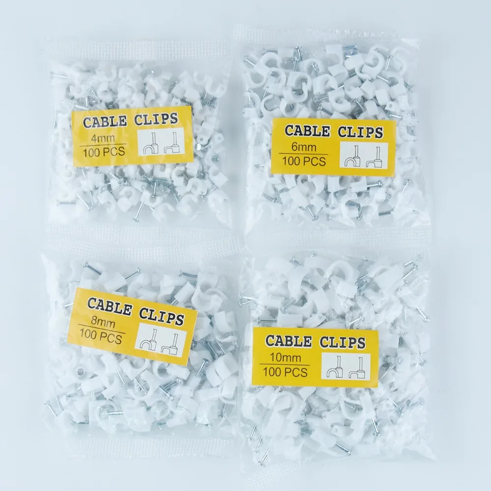 100 Stück Runde Kabelclips 4mm 6mm 8mm 10mm Kabelmanagement RG6 CAT6 RJ45 Elektrische Kabelhalter Kreisförmige Kabelclips – Detail 4