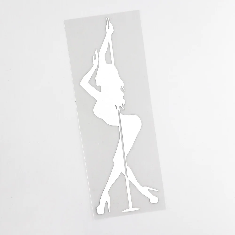 YJZT 5.8CMX17.9CM Pole Dance Stripper Sexy Hot Girl Vinyl Car Stickers Black/Silver