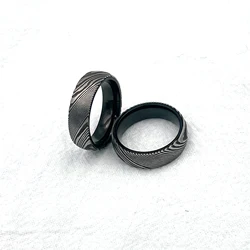 6MM Men's Ring Basic Damascus with stainless steel inner for Women Wedding Classic Jewelry Engagement Party RING Comfort Fit