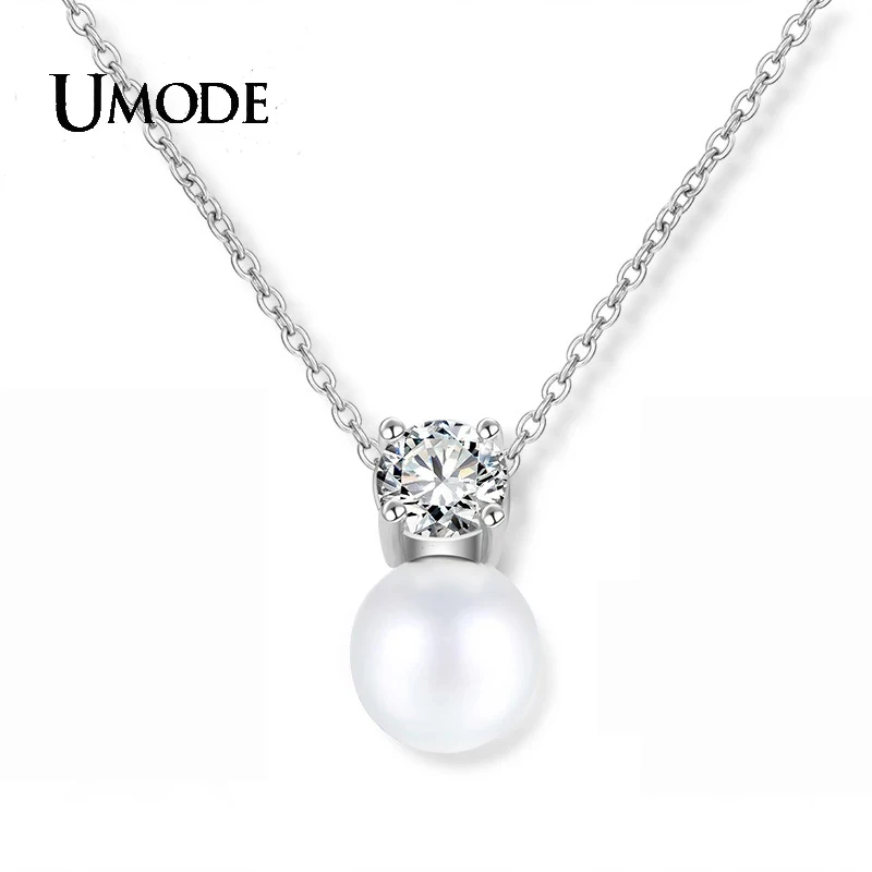

UMODE Pearl Cubic Zirconia Necklace for Women Pendant D'Oreille Femme Bijoux NEWS Fashion Jewelry Christmas Gifts UN0406
