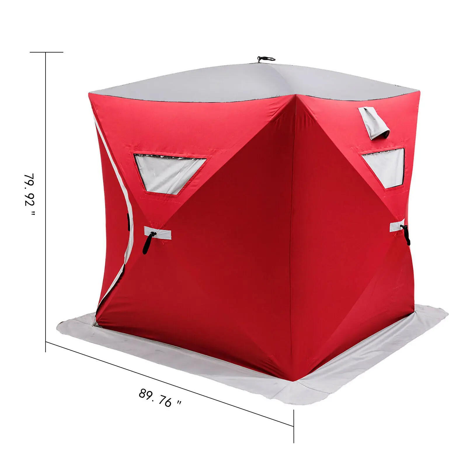 VEVOR Tenda da Pesca sul Ghiaccio 228x228x203cm, Riparo Portatile per 3 Persone, Tenda da Pescare per Riparo del Ghiaccio con 4 Picchetti di Terra e 4 Guy Rope Uso per Pesca, Campeggio ed Escursioni