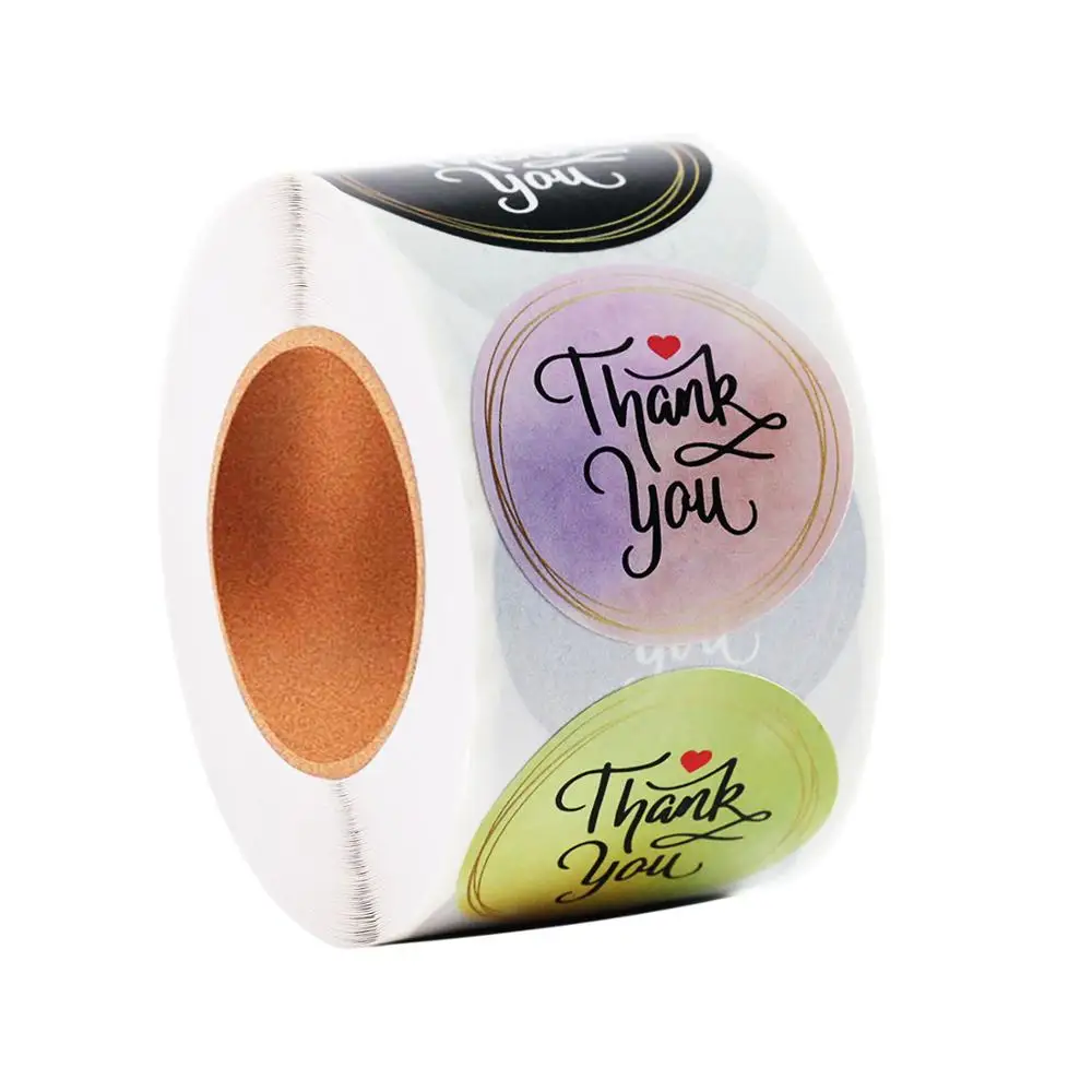 500PCS Thank You Roll Stickers Party Wedding Festival Gift Roll Sticker 8 Types Handmade Sticker Circle Stationery Seal Labels