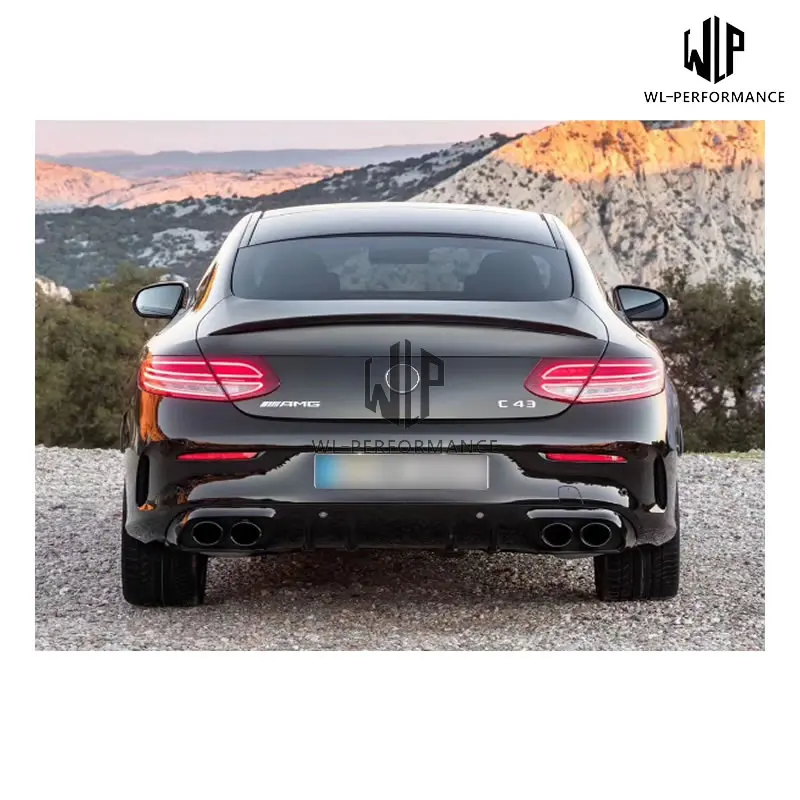 W205 C43 Style High Quality Carbon Fiber Rear Bumper Lip Diffuser For Mercedes-Benz W205 COUPE 15-UP