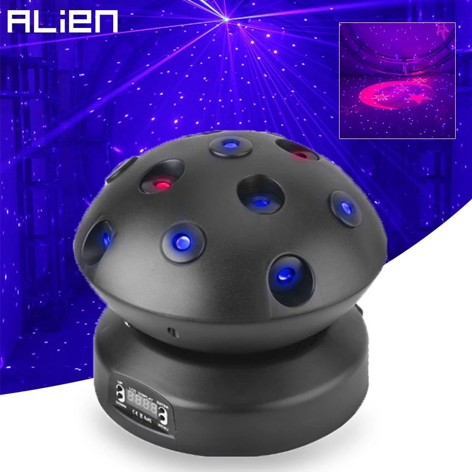 

ALIEN Remote DMX Blue Laser Beam Moving Head Red Sky Star Moon Patterns DJ Disco Bar Dance Party Wedding Stage Lighting Effect